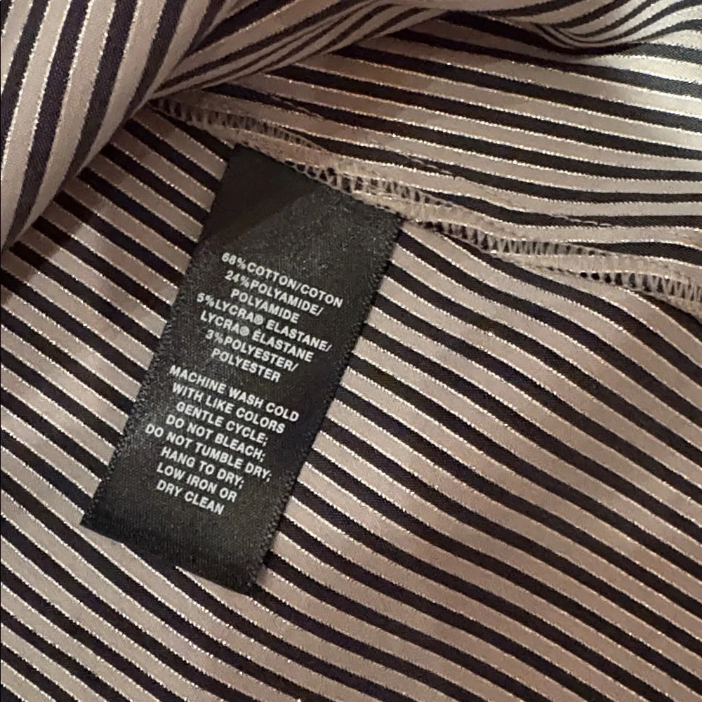Lafayette 148 New York Woman’s Sparkle Striped Button Down Size 8 - Picture 6 of 6